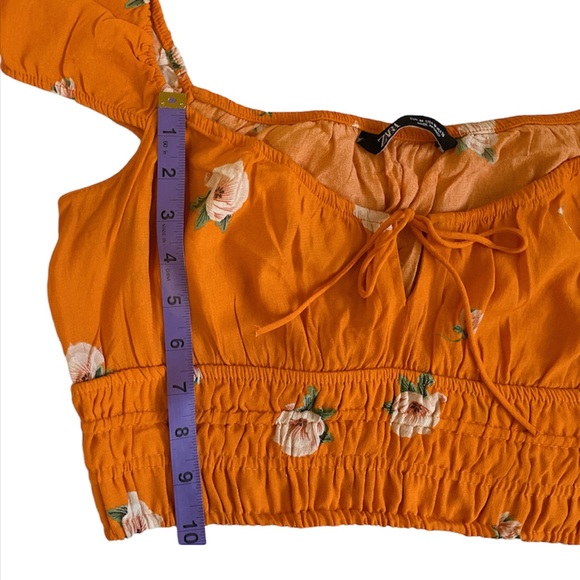 Zara orange floral milkmaid crop top - Picture 10 of 13